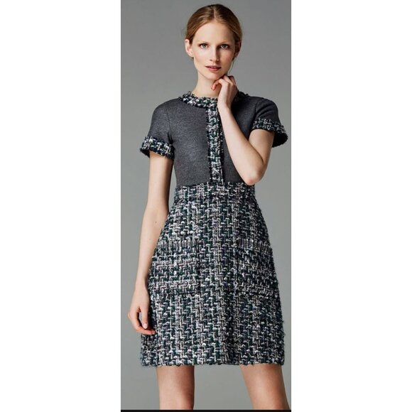 Carolina Herrera Wool Blend Tweed & Knit Dress Size 4 – Classic & Elegant - Picture 1 of 15
